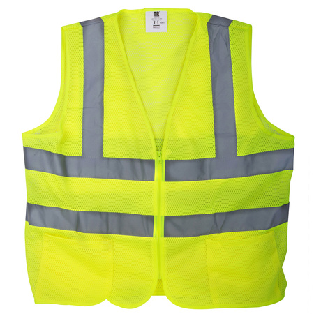 TR INDUSTRIAL Yellow Mesh High Visibility Reflective Class 2 Safety Vest, L, 5-pk TR88006-5PK
